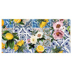 PATTERN BLUE LISBON TILE WITH LEMONS & FLOWERS TABLECLOTH