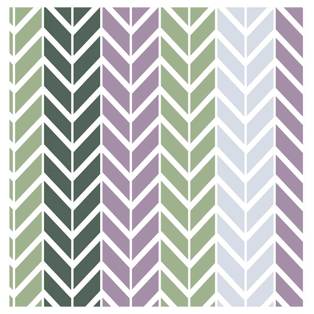 GEOMETRIC GREEN AND PURPLE CHEVRON PATTERN TABLECLOTH