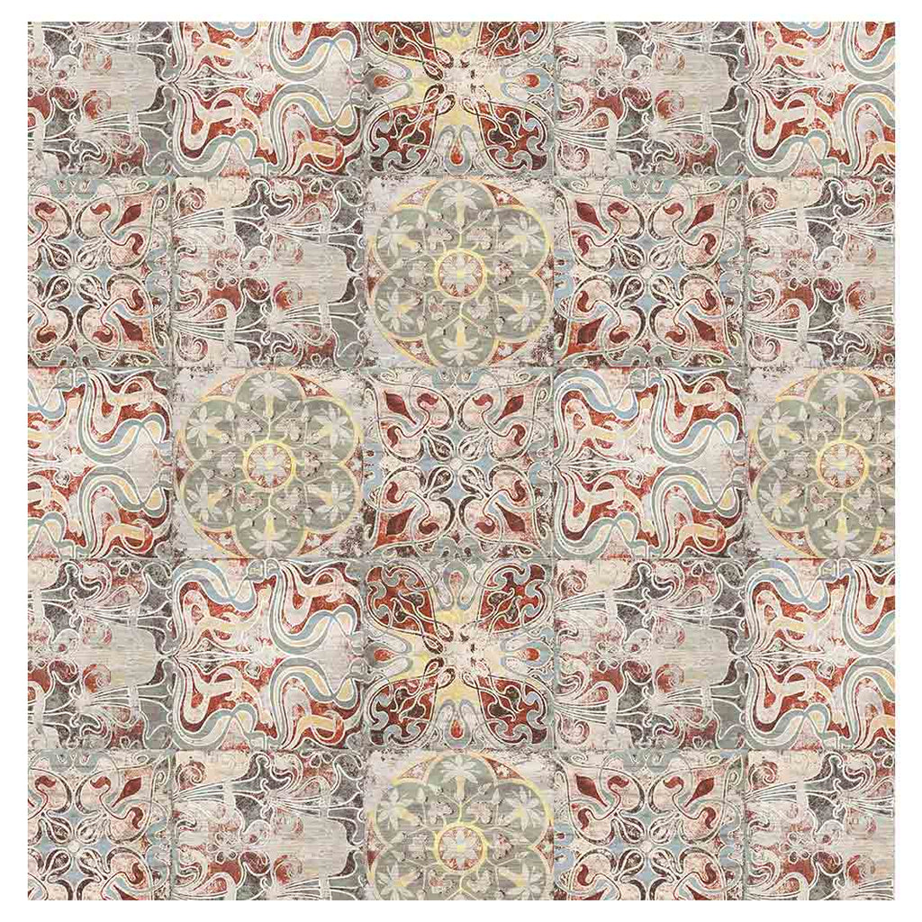 ANTIQUE FADED MOROCCAN TILE TABLECLOTH