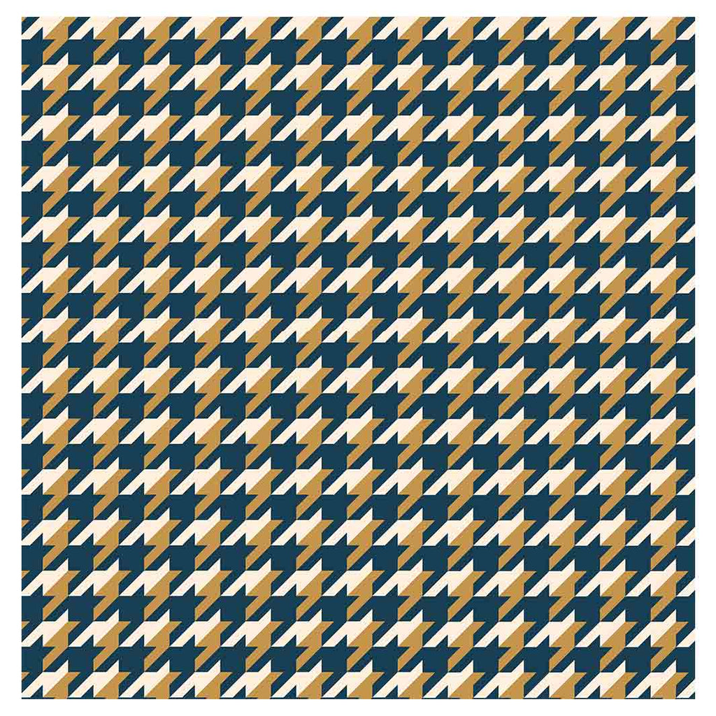 HOUNDSTOOTH BLUE AND GOLD TABLECLOTH