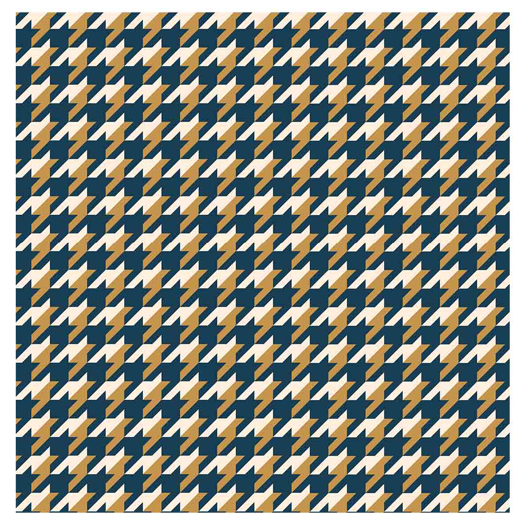 HOUNDSTOOTH BLUE AND GOLD TABLECLOTH