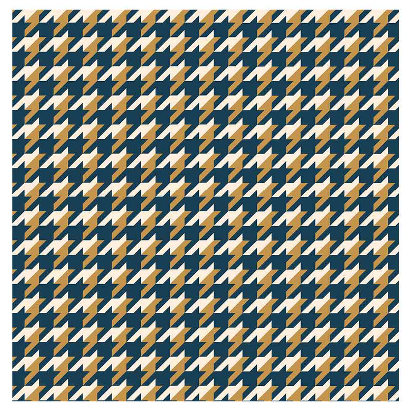 HOUNDSTOOTH BLUE AND GOLD TABLECLOTH