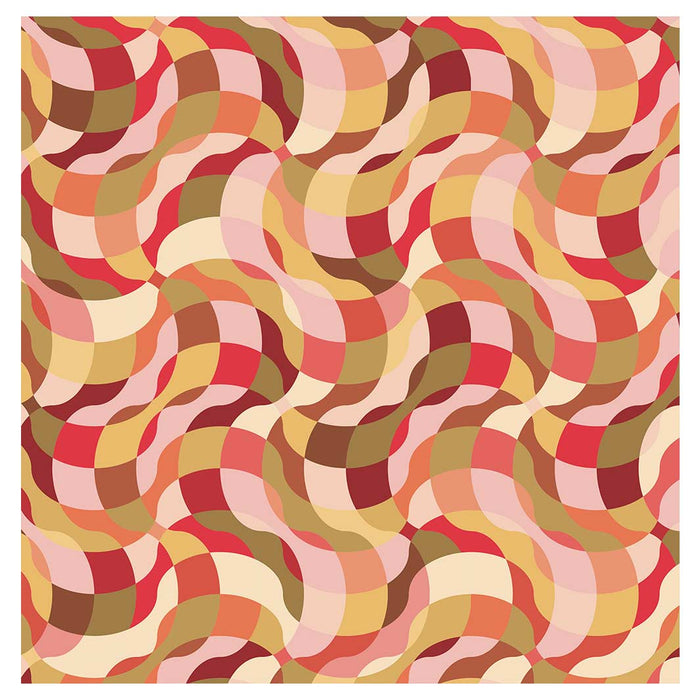 RETRO WAVE PATTERN PINKS AND MUSTARD TABLECLOTH