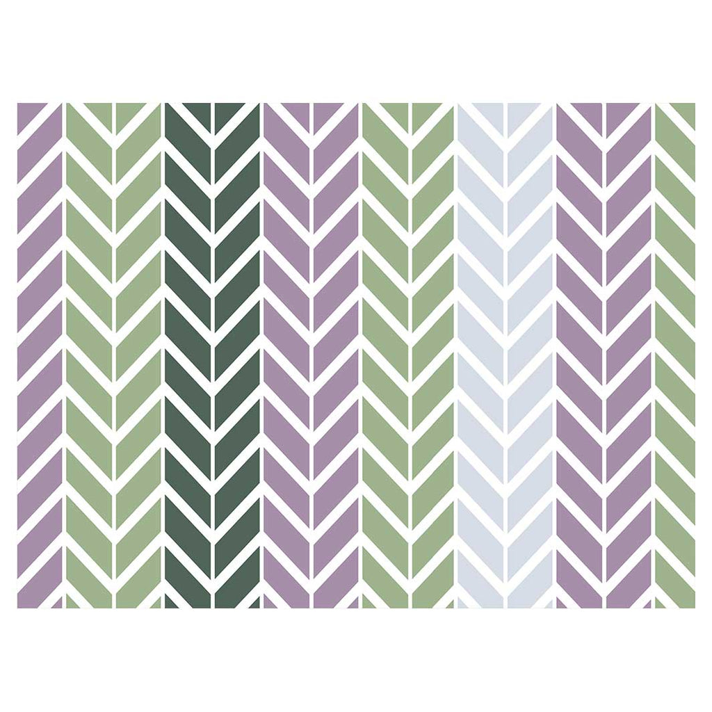 GEOMETRIC GREEN AND PURPLE CHEVRON PATTERN TABLECLOTH