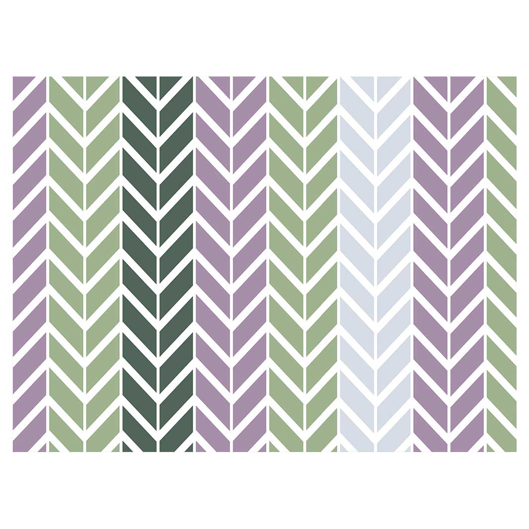 GEOMETRIC GREEN AND PURPLE CHEVRON PATTERN TABLECLOTH