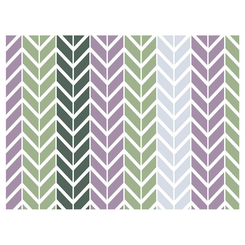 GEOMETRIC GREEN AND PURPLE CHEVRON PATTERN TABLECLOTH