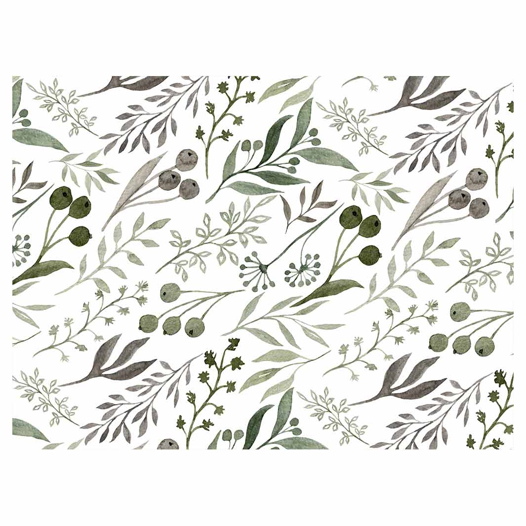 WATERCOLOUR GREEN LEAVES TABLECLOTH
