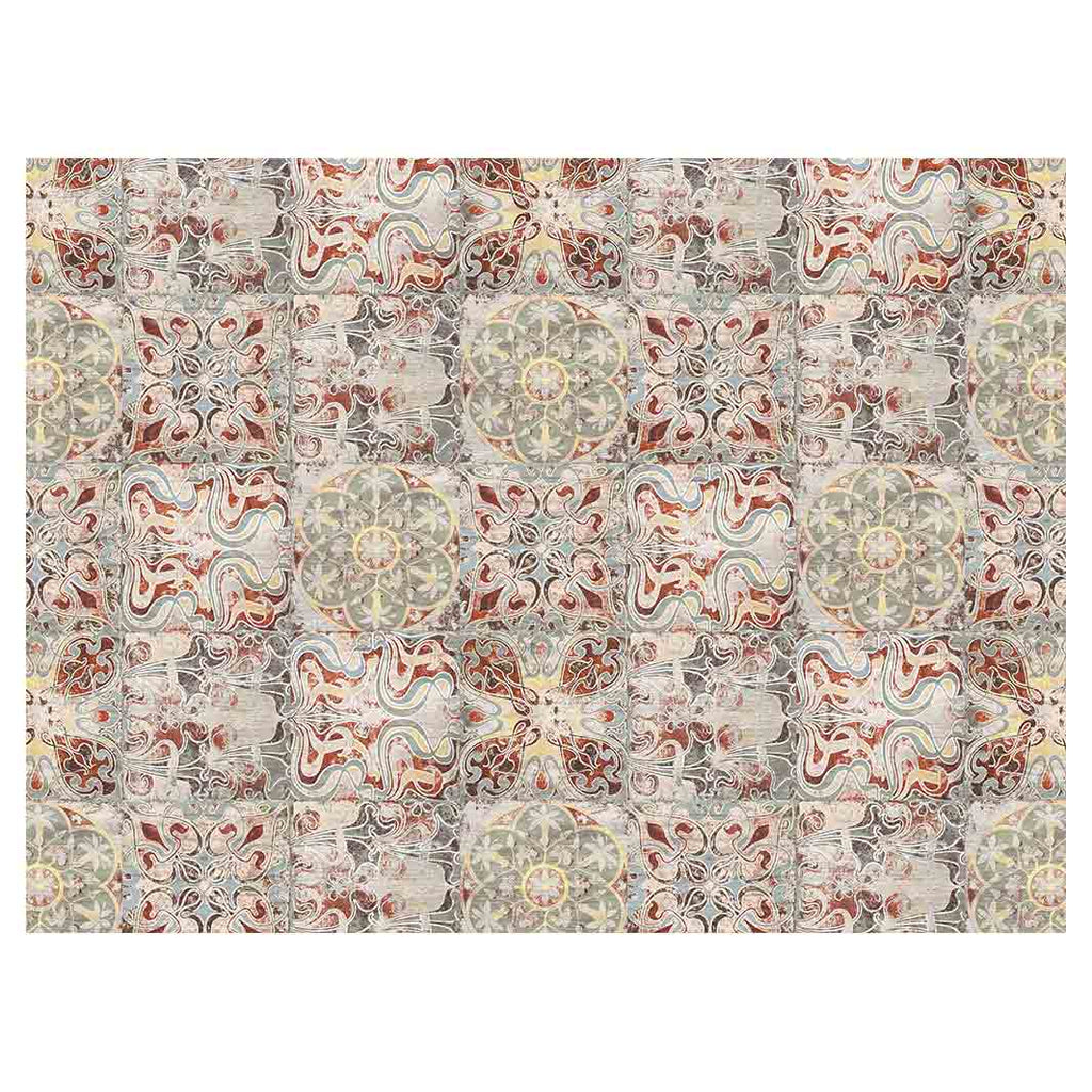 ANTIQUE FADED MOROCCAN TILE TABLECLOTH