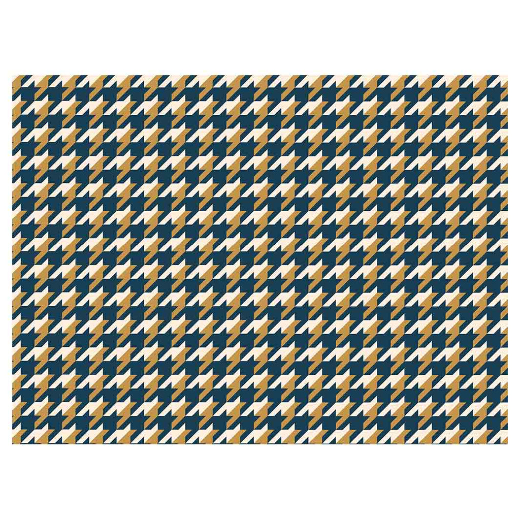 HOUNDSTOOTH BLUE AND GOLD TABLECLOTH