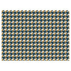 HOUNDSTOOTH BLUE AND GOLD TABLECLOTH