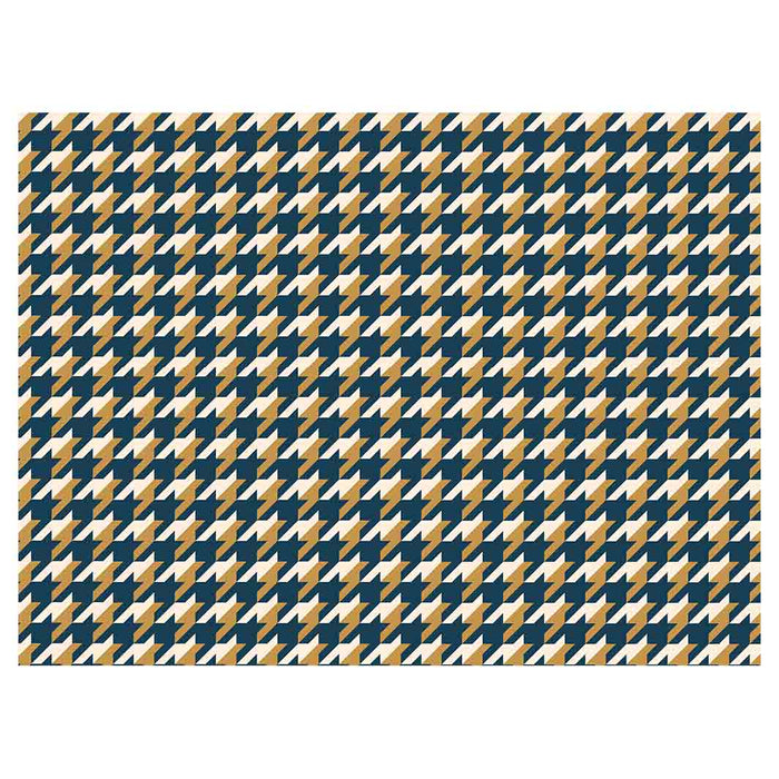 HOUNDSTOOTH BLUE AND GOLD TABLECLOTH