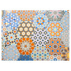 HEXAGON ORANGE AND BLUE PATTERN TILES TABLECLOTH