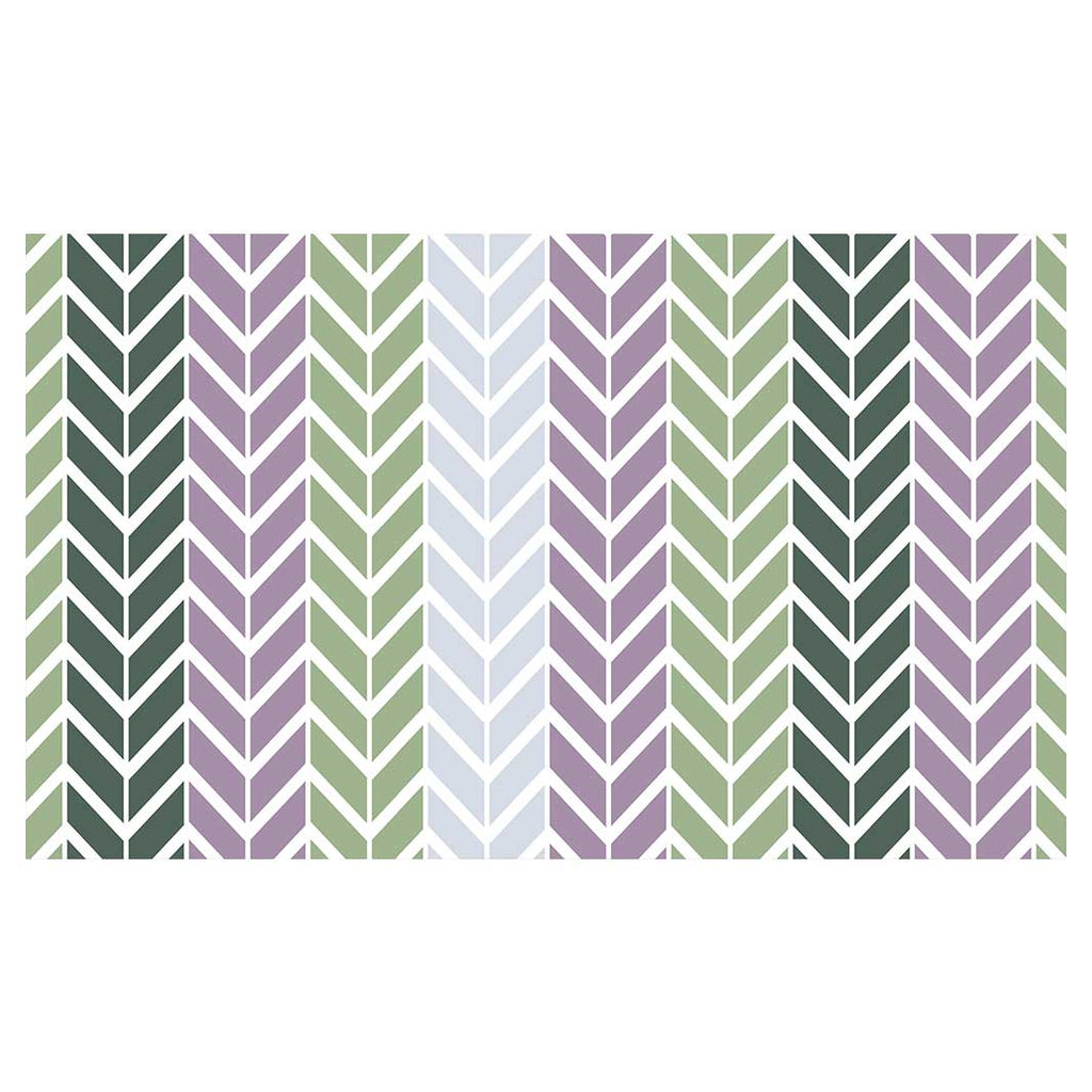 GEOMETRIC GREEN AND PURPLE CHEVRON PATTERN TABLECLOTH