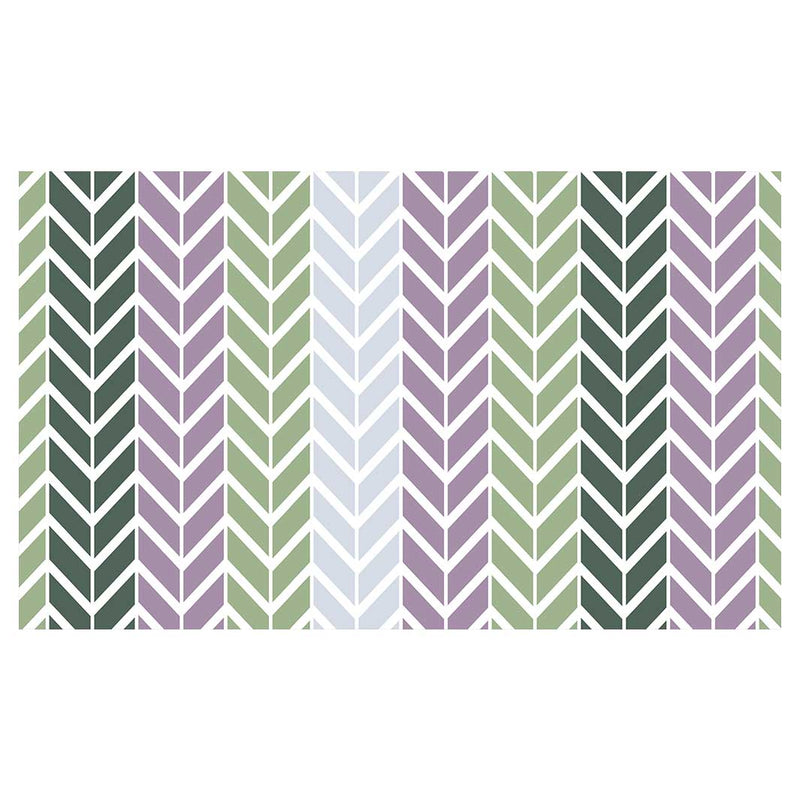 GEOMETRIC GREEN AND PURPLE CHEVRON PATTERN TABLECLOTH