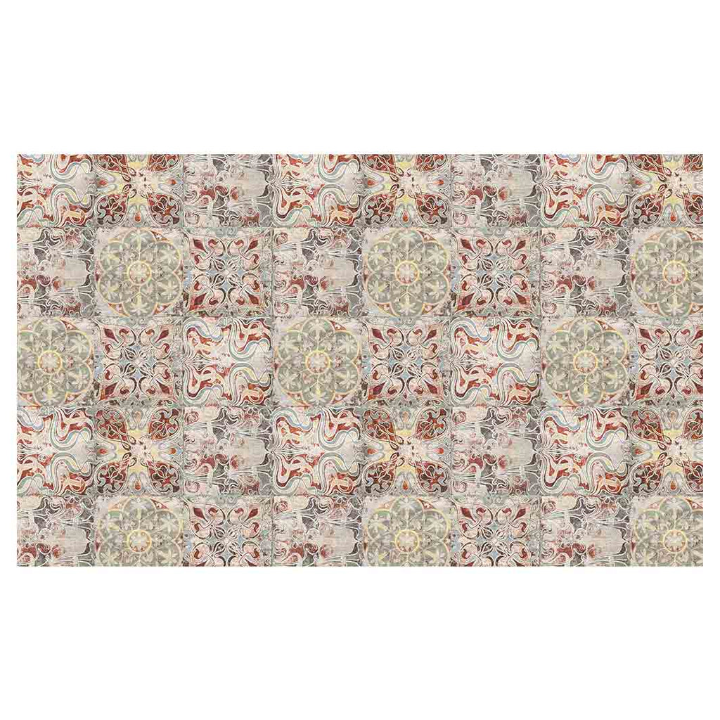 ANTIQUE FADED MOROCCAN TILE TABLECLOTH