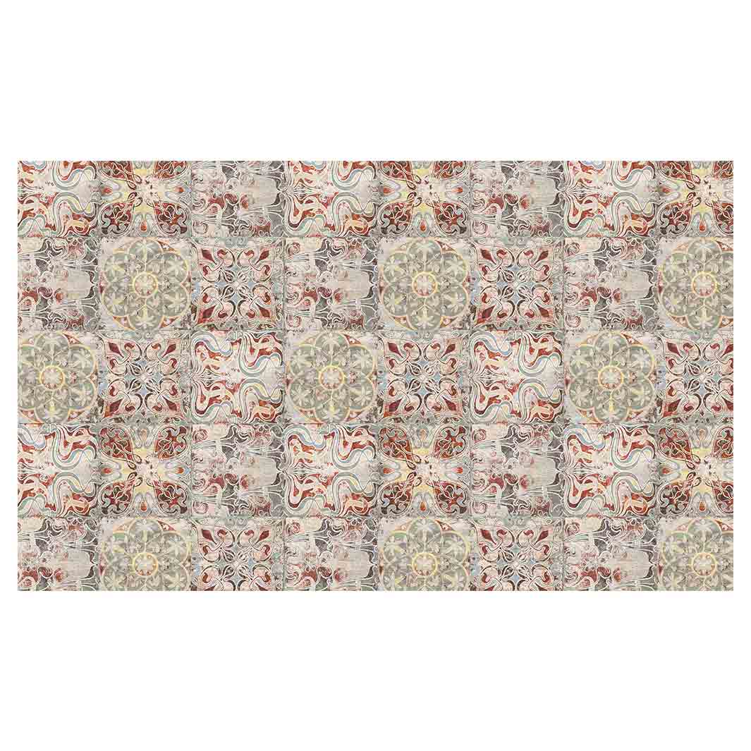 ANTIQUE FADED MOROCCAN TILE TABLECLOTH