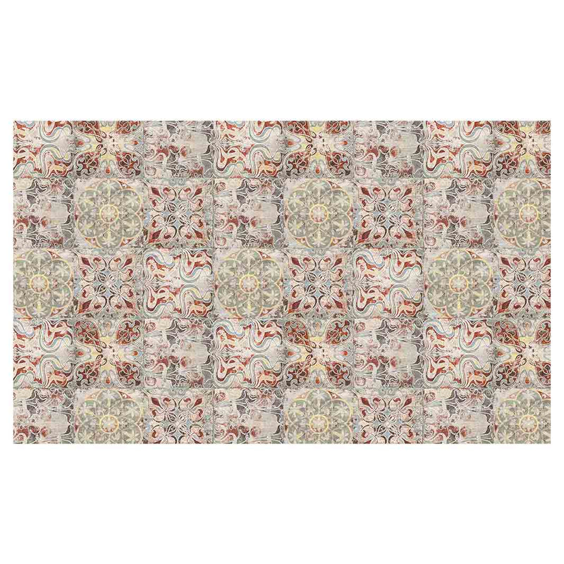 ANTIQUE FADED MOROCCAN TILE TABLECLOTH