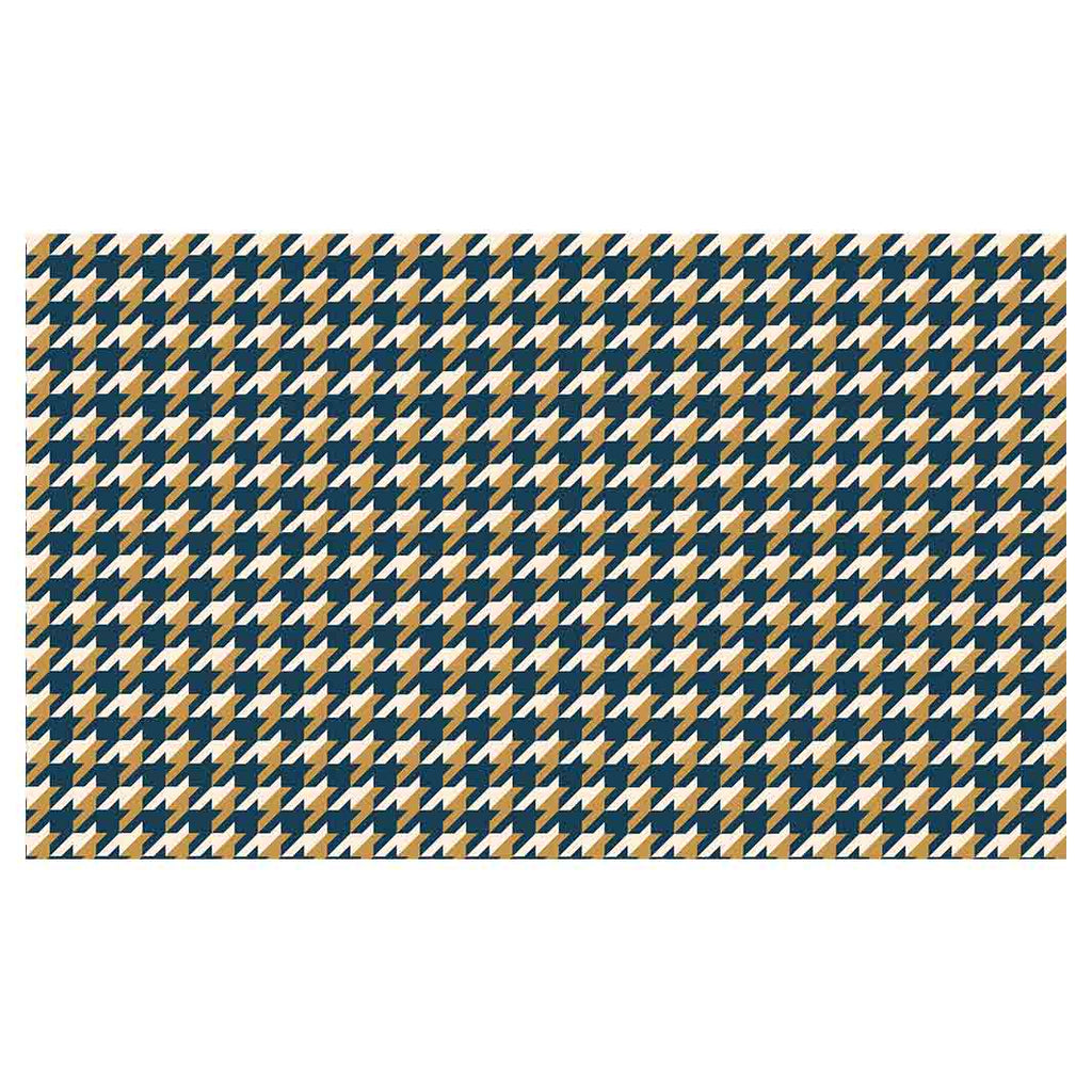 HOUNDSTOOTH BLUE AND GOLD TABLECLOTH
