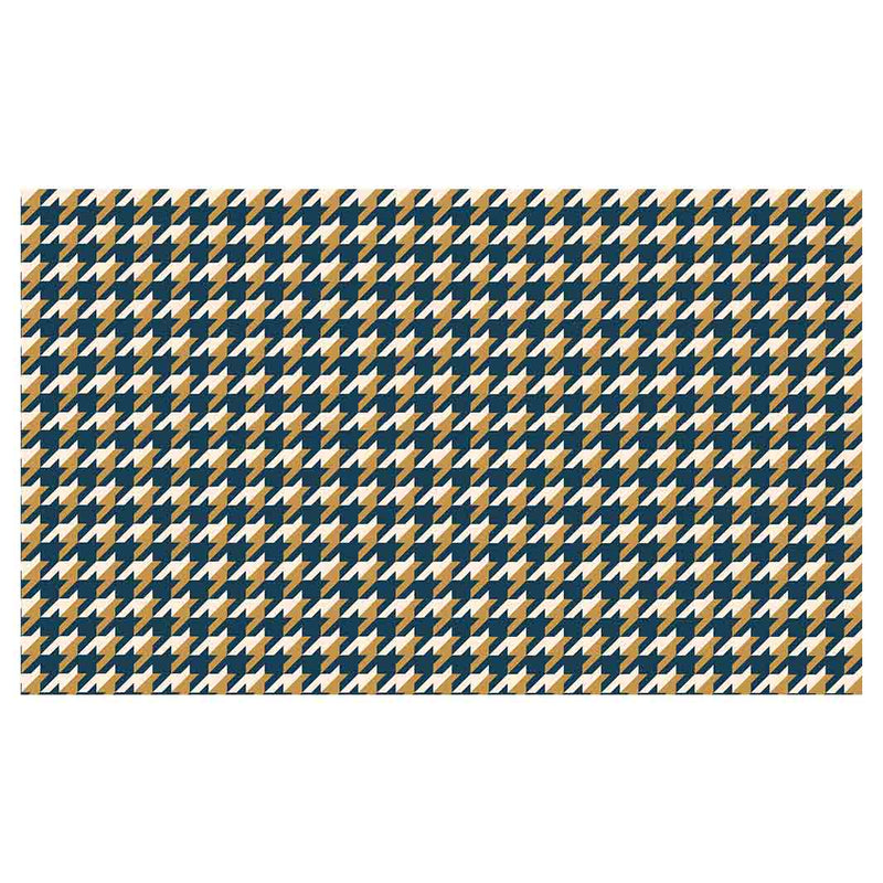 HOUNDSTOOTH BLUE AND GOLD TABLECLOTH