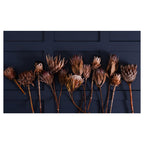 GOLDEN PROTEA ARRANGEMENT ON DARK BLUE TABLECLOTH