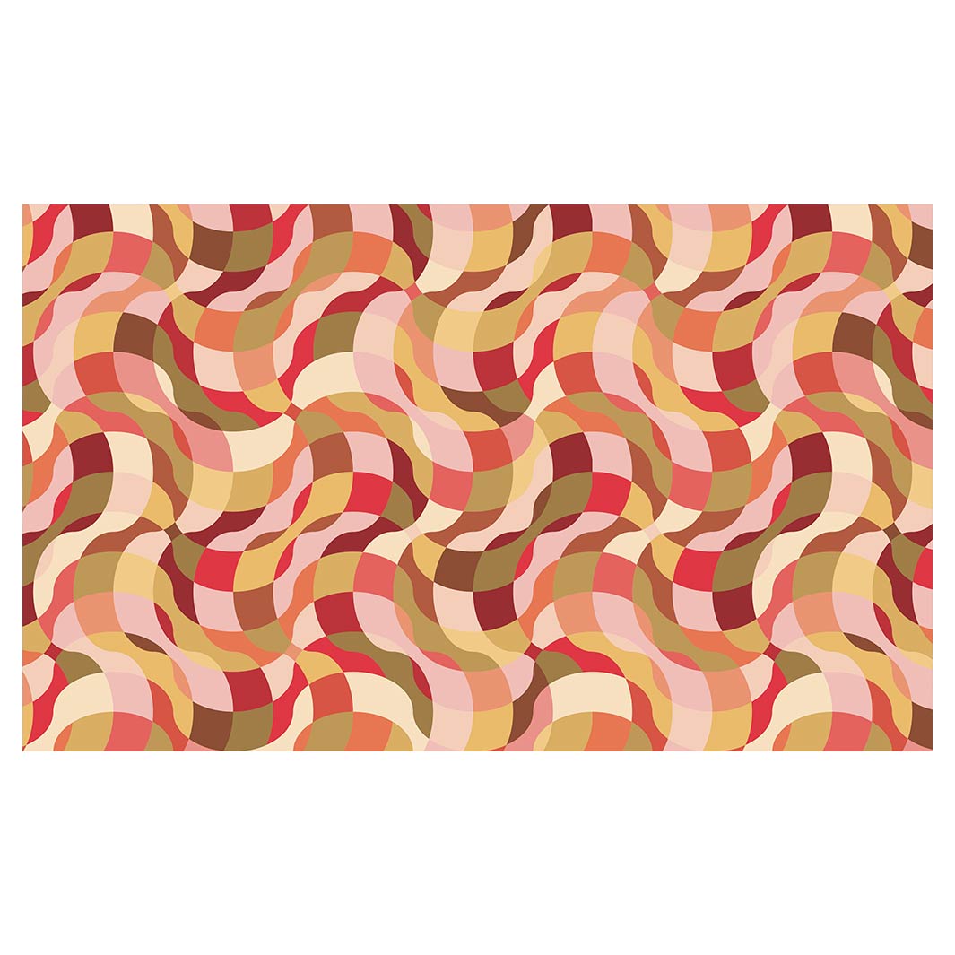 RETRO WAVE PATTERN PINKS AND MUSTARD TABLECLOTH