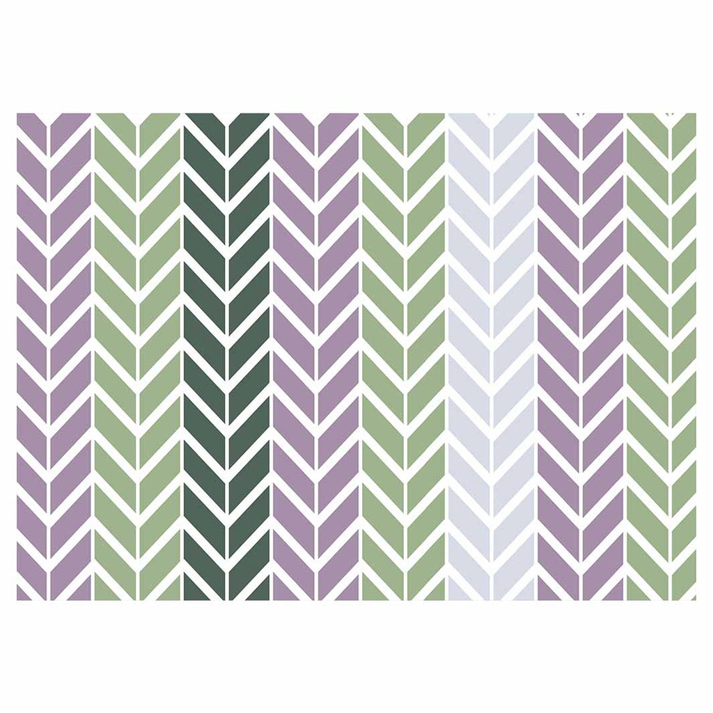 GEOMETRIC GREEN AND PURPLE CHEVRON PATTERN TABLECLOTH