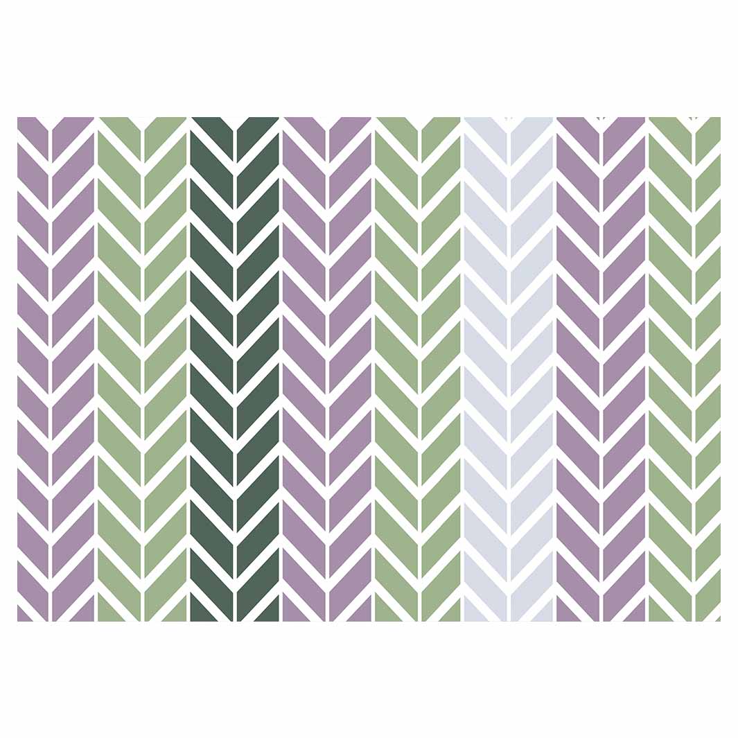 GEOMETRIC GREEN AND PURPLE CHEVRON PATTERN TABLECLOTH