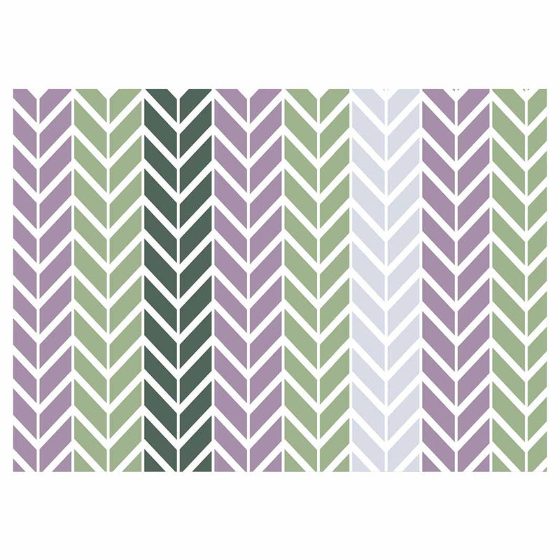 GEOMETRIC GREEN AND PURPLE CHEVRON PATTERN TABLECLOTH