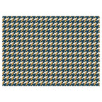 HOUNDSTOOTH BLUE AND GOLD TABLECLOTH