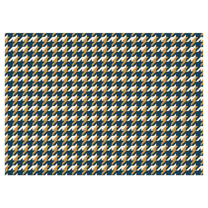 HOUNDSTOOTH BLUE AND GOLD TABLECLOTH