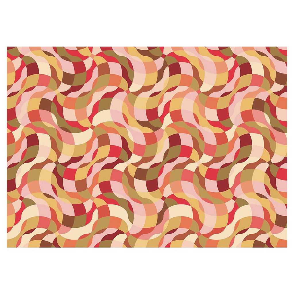 RETRO WAVE PATTERN PINKS AND MUSTARD TABLECLOTH