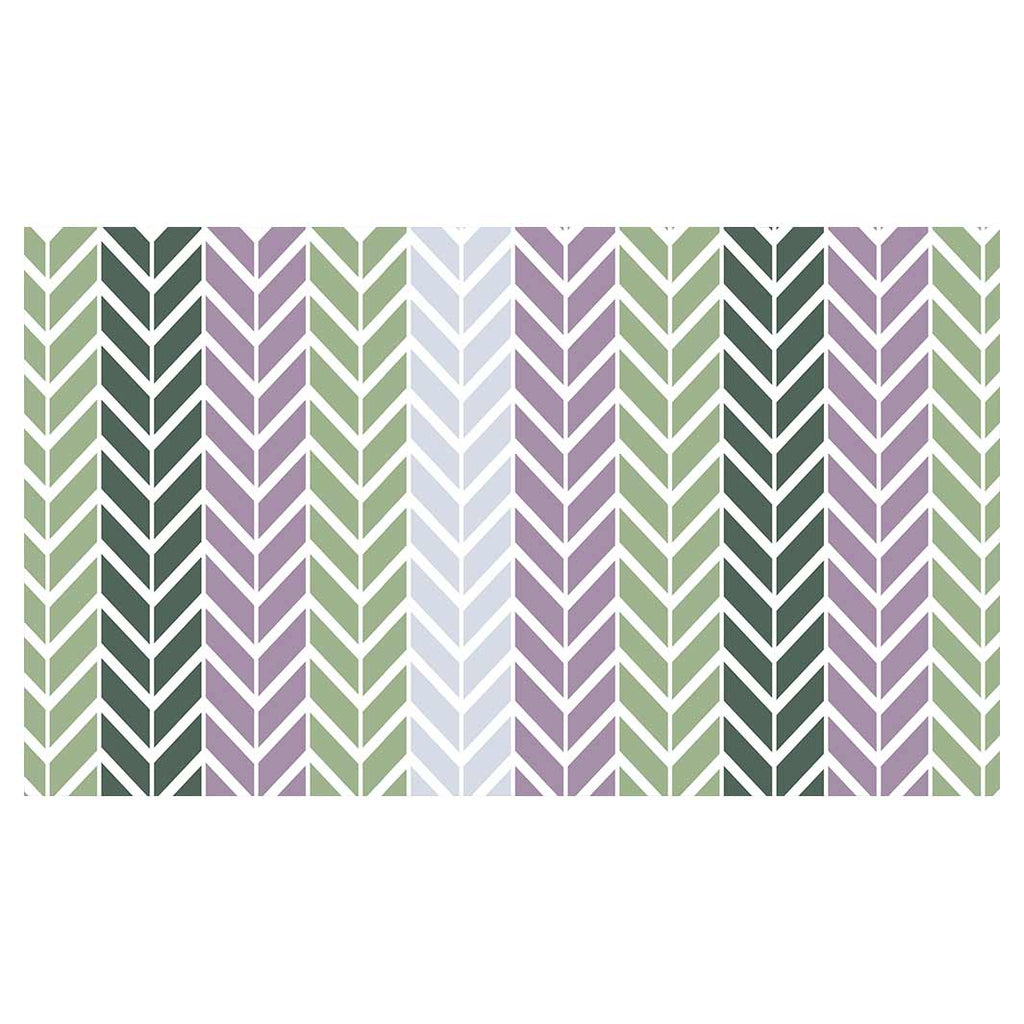 GEOMETRIC GREEN AND PURPLE CHEVRON PATTERN TABLECLOTH