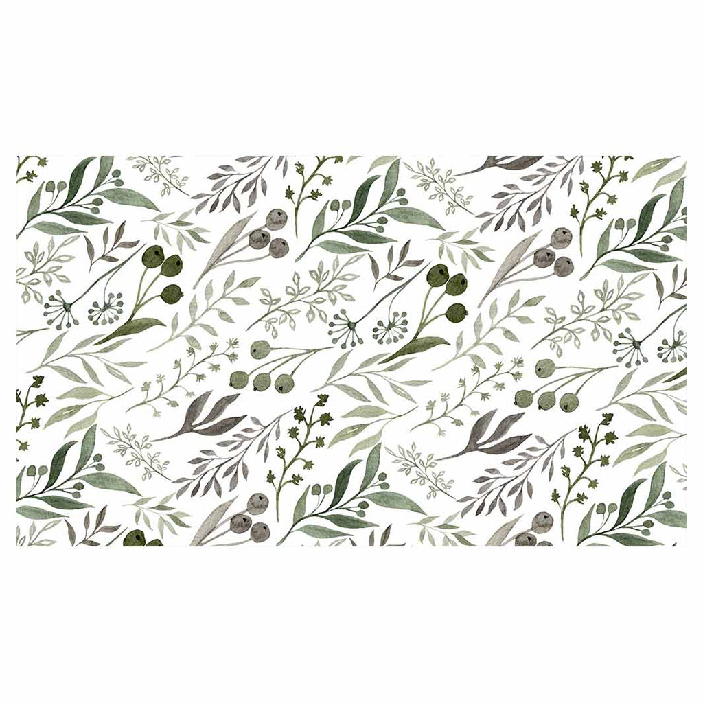 WATERCOLOUR GREEN LEAVES TABLECLOTH