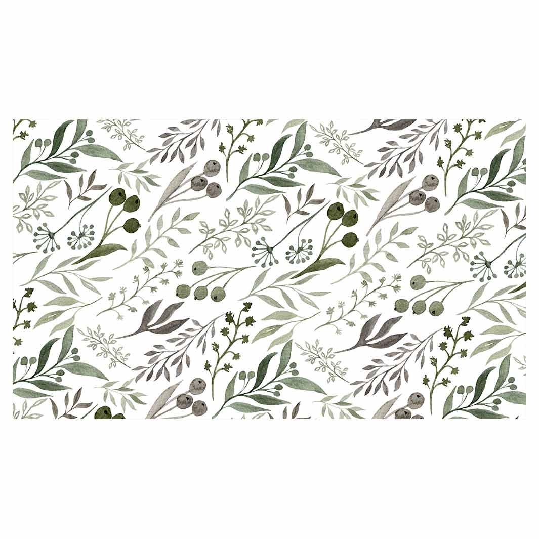 WATERCOLOUR GREEN LEAVES TABLECLOTH