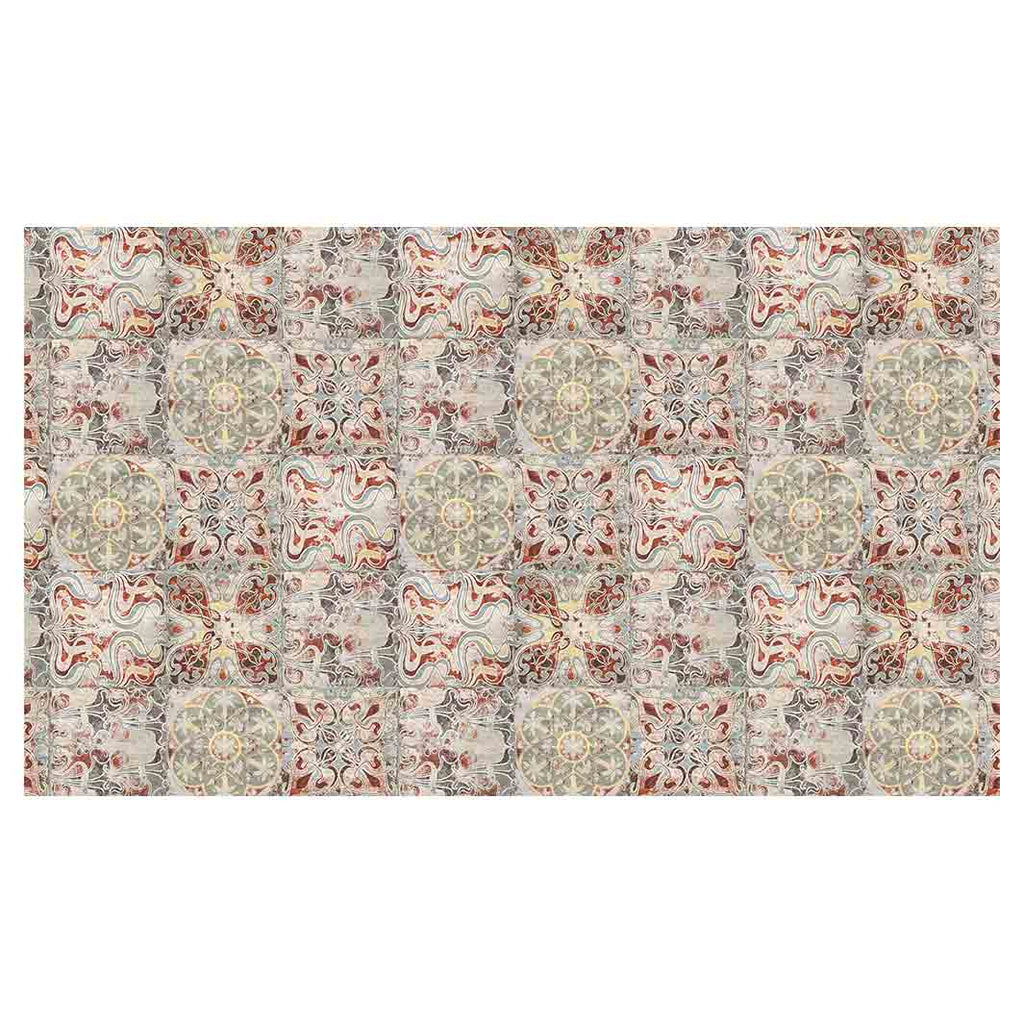 ANTIQUE FADED MOROCCAN TILE TABLECLOTH