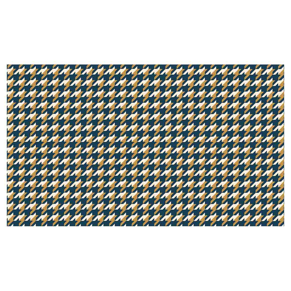 HOUNDSTOOTH BLUE AND GOLD TABLECLOTH