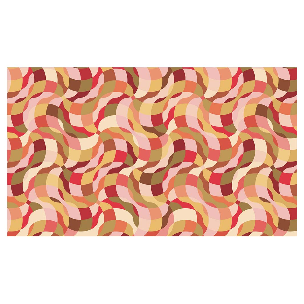 RETRO WAVE PATTERN PINKS AND MUSTARD TABLECLOTH