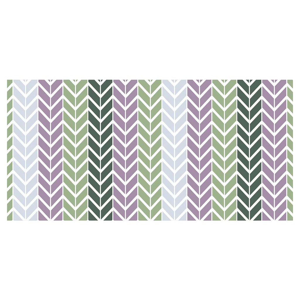 GEOMETRIC GREEN AND PURPLE CHEVRON PATTERN TABLECLOTH