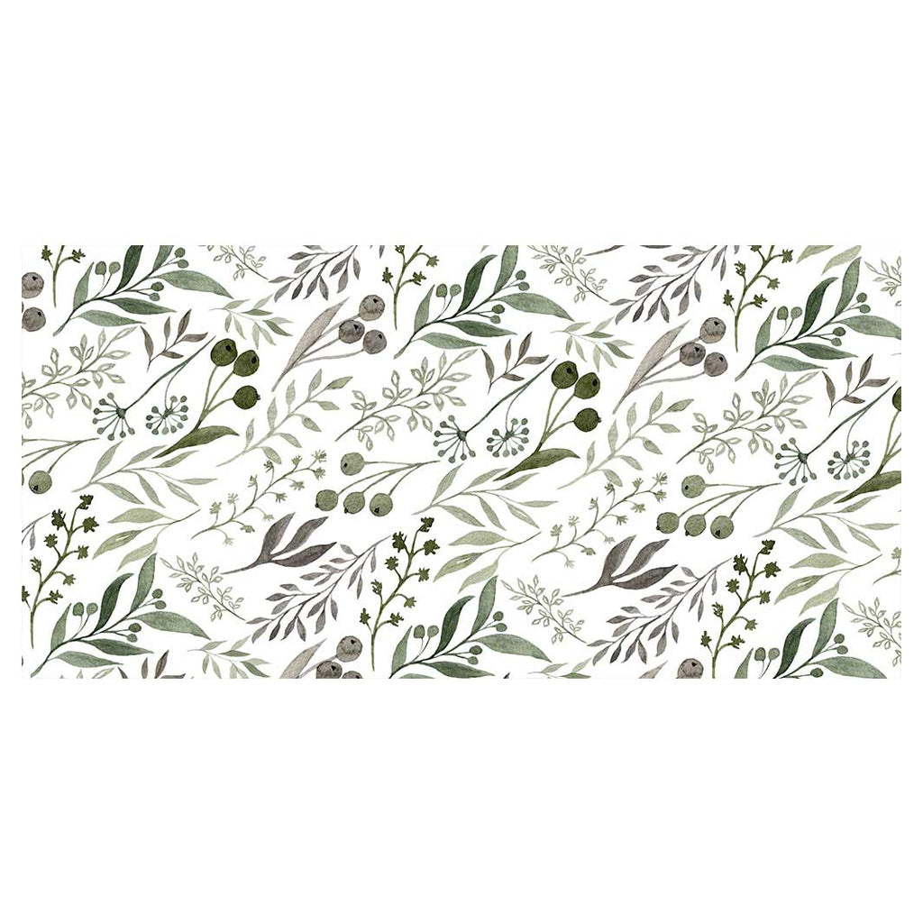 WATERCOLOUR GREEN LEAVES TABLECLOTH