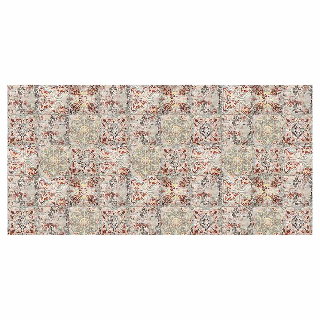 ANTIQUE FADED MOROCCAN TILE TABLECLOTH