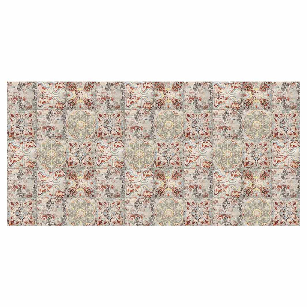 ANTIQUE FADED MOROCCAN TILE TABLECLOTH