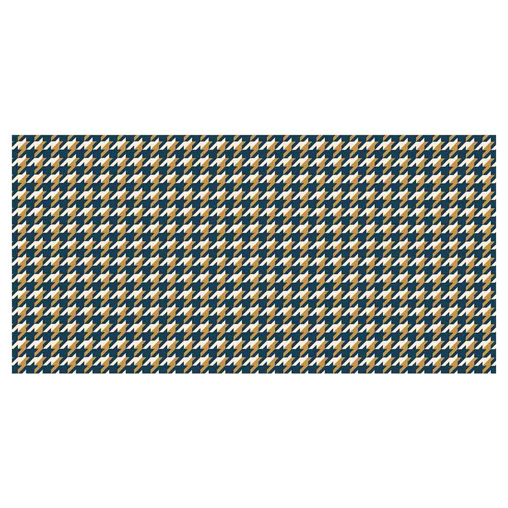 HOUNDSTOOTH BLUE AND GOLD TABLECLOTH