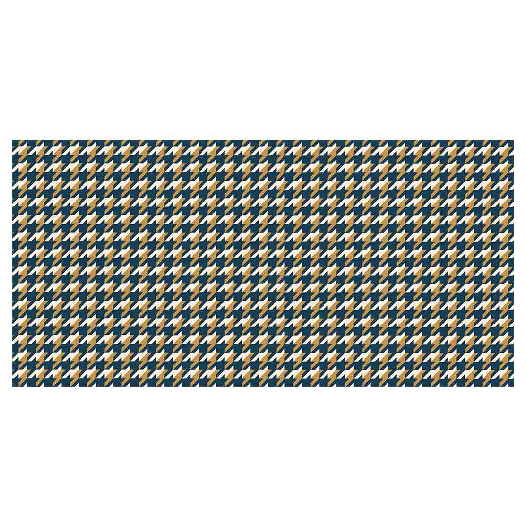 HOUNDSTOOTH BLUE AND GOLD TABLECLOTH