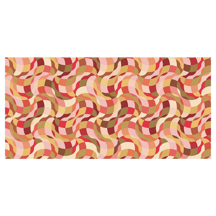 RETRO WAVE PATTERN PINKS AND MUSTARD TABLECLOTH