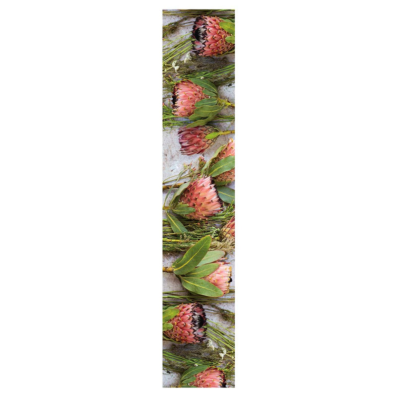 FLORAL PINK MIXED PROTEAS WITH GREEN FOLIAGE TABLE RUNNER