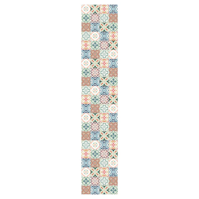 PATTERN TEAL AND ORANGE TILE TABLE RUNNER