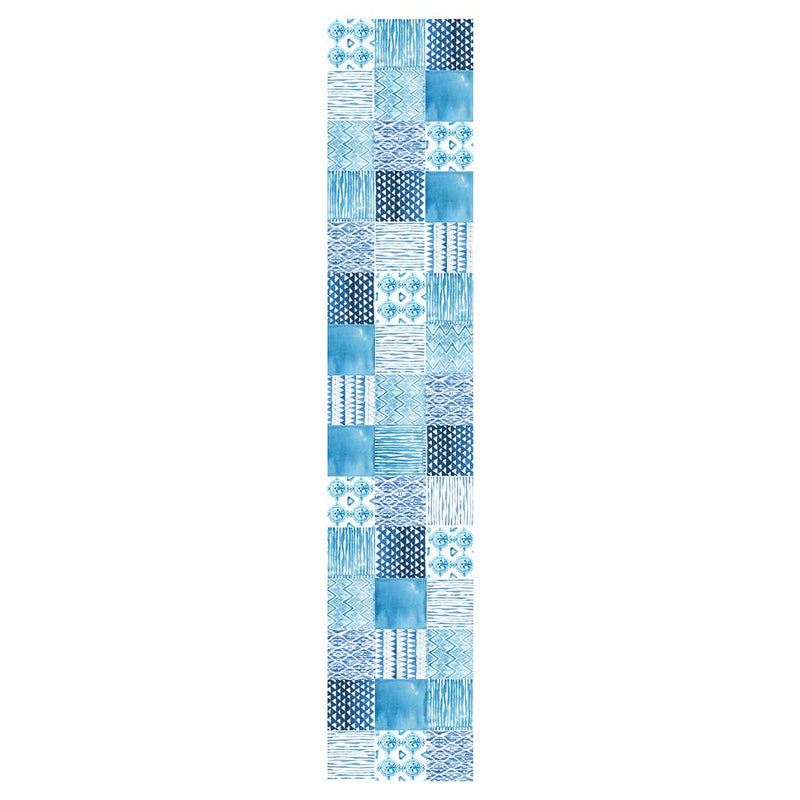 PATTERN BLUE WATERCOLOUR TILE TABLE RUNNER
