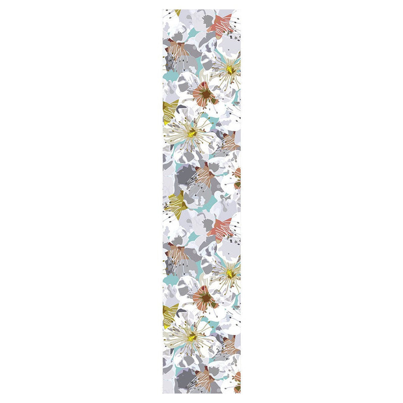 ABSTRACT FLOWERS GREY AND ORANGE PATTERN TABLE RUNNER
