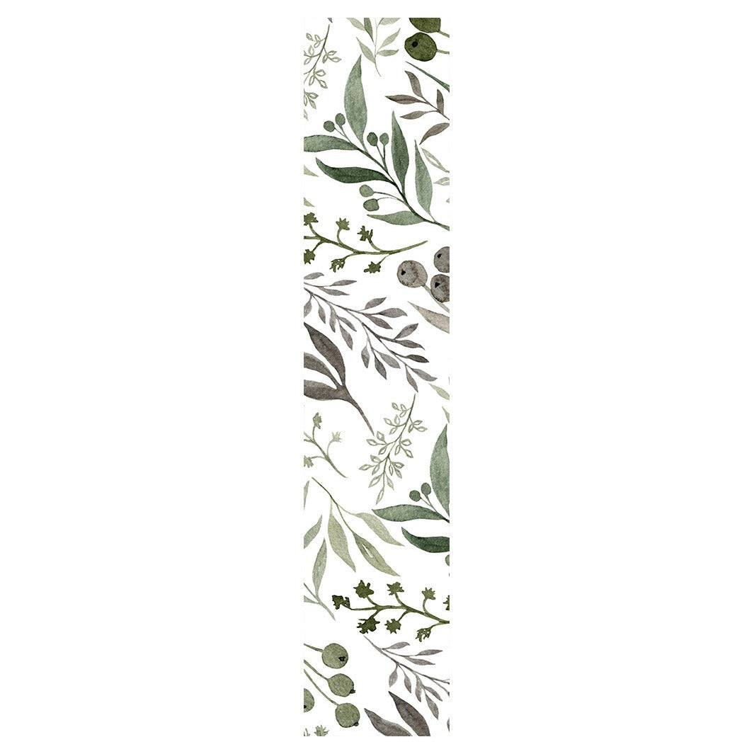 WATERCOLOUR GREEN LEAVES TABLE RUNNER