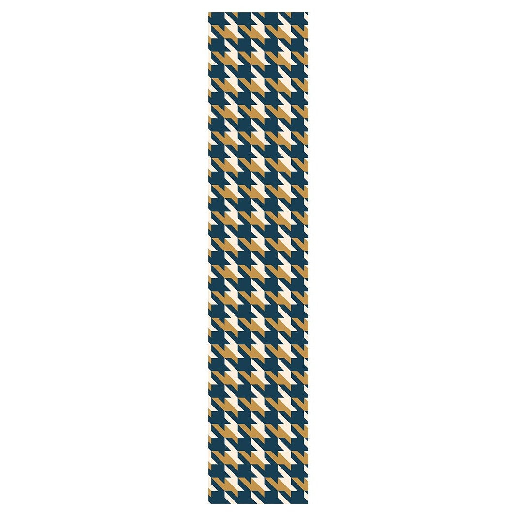 HOUNDSTOOTH BLUE AND GOLD TABLE RUNNER
